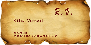 Riha Vencel névjegykártya